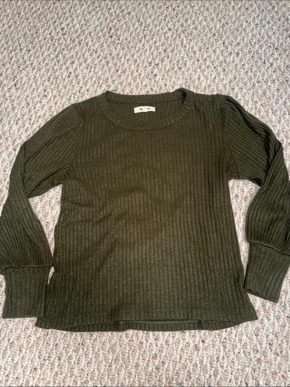 Madewell Olive Green Ribbed Long Sleeve Sweater